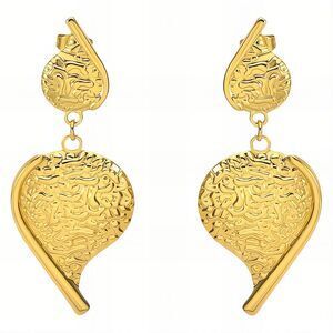 18K Gold Plated Women's Pierced Dangling Earrings Paisely Abstract Shape Chic